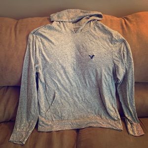 Women’s gray long sleeve t-shirt with hood Small